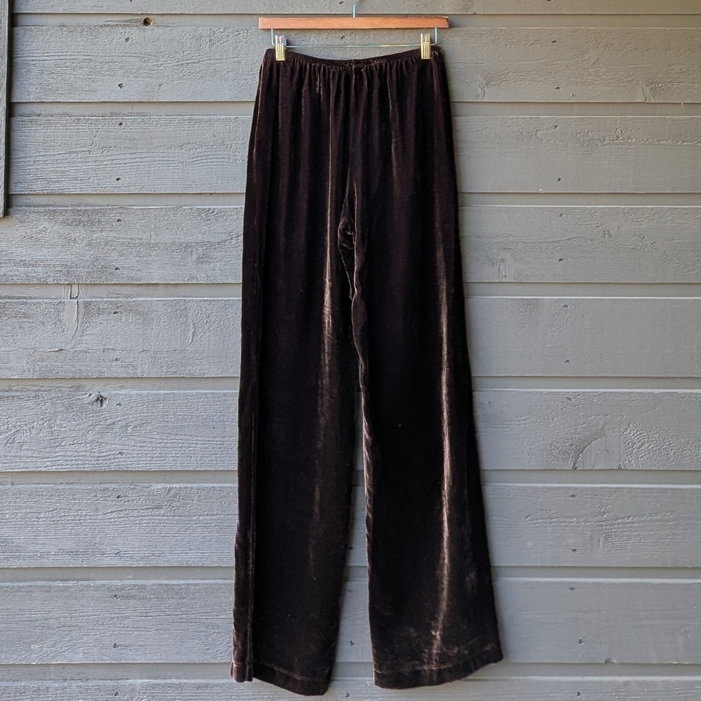 NWT Donni. The Velvet Simple Pant Espresso Brown Velvet Size XS Rayon Silk - Picture 5 of 8